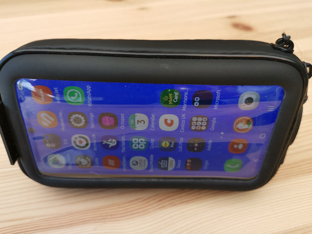 SMARTPHONE HOLDER WITH REAR VIEW MIRROR MOUNT (L) 7" (7.5cm x 15cm)
